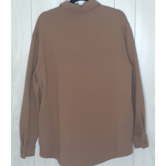 Good American The Fleece Shacket Beige Brown Oversized Size 1/2 - Picture 3 of 7